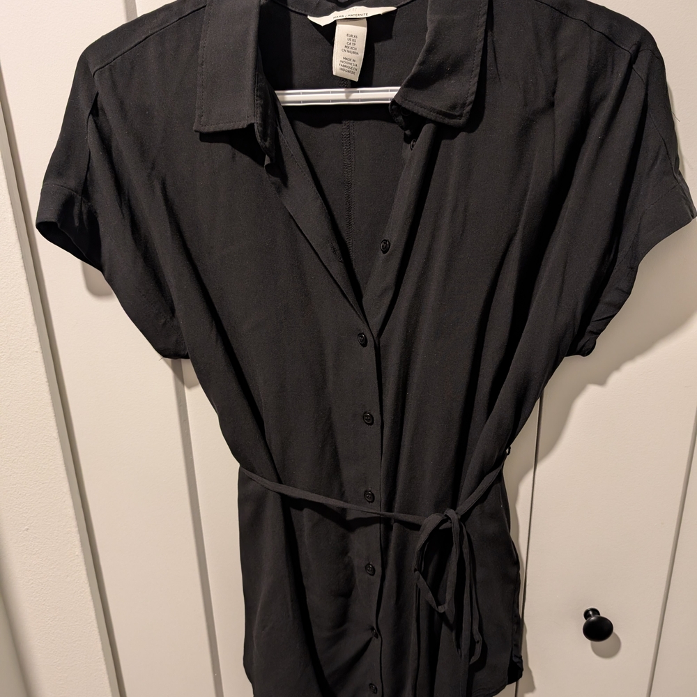 Black Button-Up Shirt Dress